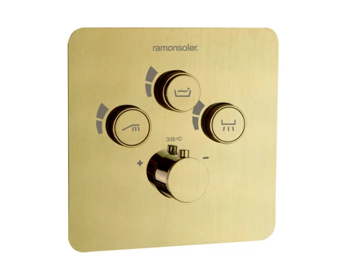 Встраиваемый термостатический смеситель для душа RS SMART 85T301SOC золото брашированное на 3 выхода