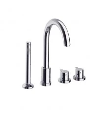 Термостатический смеситель на борт ванны однорычажный с изливом и душевым комлектом DRAKO 333303TM