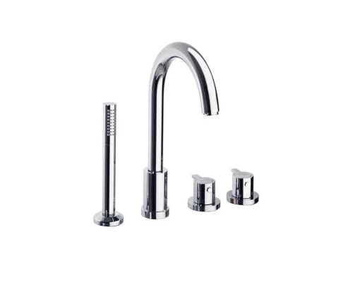 Термостатический смеситель на борт ванны однорычажный с изливом и душевым комлектом DRAKO 333303TM