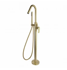 Напольный смеситель для ванны однорычажный с душевым комплектом ALEXIA 368503DOC золото брашированно
