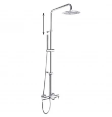Душевая система наружнего монтажа с телескопическим тропическим душем и душевым комплектом DRAKO 335