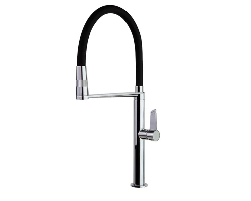 Смеситель высокий для кухни профессиональный, с гибким шлангом и поворотным изливом KITCHEN MAGNET 3