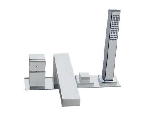 Смеситель однорычажный на борт ванны с душевым комплектом и изливом KUATRO 473302MK