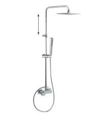 Душевая система наружнего монтажа с телескопическим тропическим душем и душевым комплектом без излив
