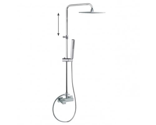 Душевая система наружнего монтажа с телескопическим тропическим душем и душевым комплектом без излив