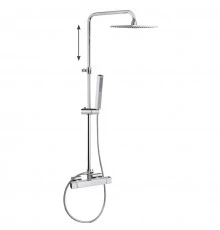 Душевая термостатическая система наружнего монтажа с телескопическим тропическим душем и душевым ком