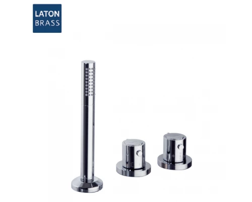 Термостатический смеситель на борт ванны однорычажный с душевым комлектом AROLA 2633TMSCA