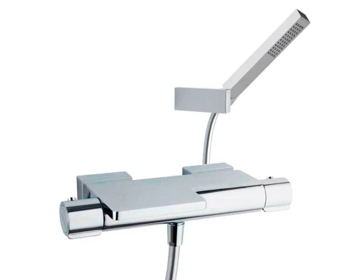 Термостатический смеситель для ванны наружнего монтажа с каскадным изливом и душевым комплектом AROL