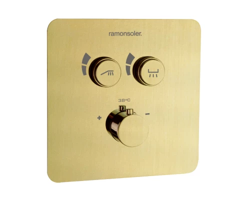 Встраиваемый термостатический смеситель для душа RS SMART 85T201SOC золото брашированное на 2 выхода