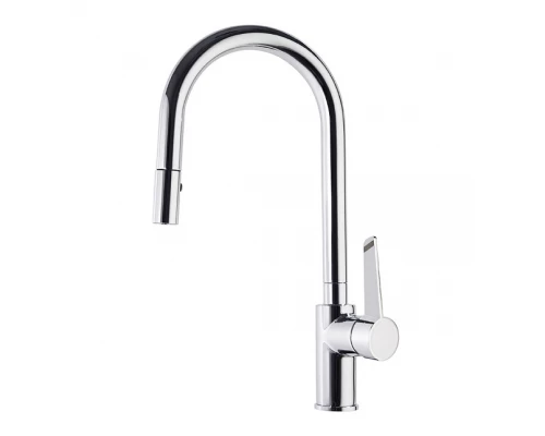 Смеситель высокий для кухни однорычажный с выдвижной лейкой и поворотным изливом KITCHEN 387901V1MC