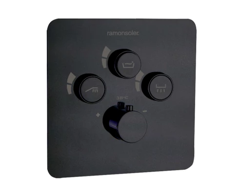 Встраиваемый термостатический смеситель для душа RS SMART 85T301SNM матовый черный на 3 выхода 