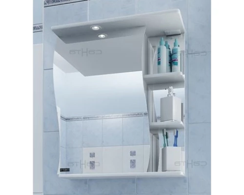 Зеркальный шкаф 50x72 см белый глянец Санта Волна 101007