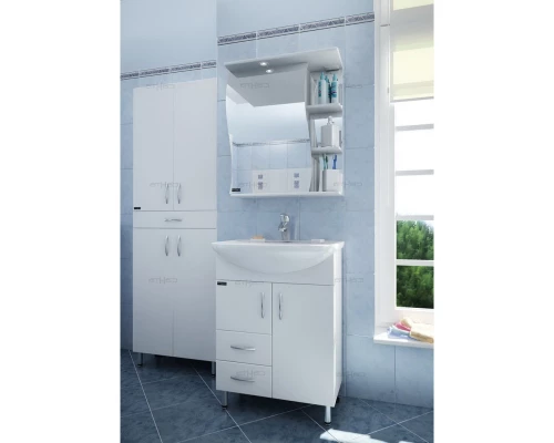 Зеркальный шкаф 50x72 см белый глянец Санта Волна 101007