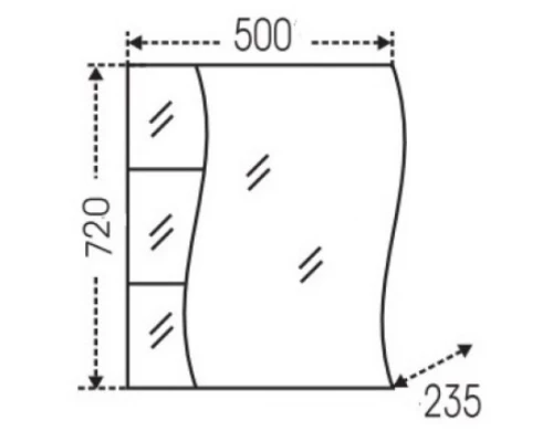 Зеркальный шкаф 50x72 см белый глянец Санта Волна 101007