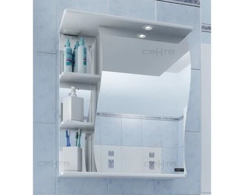 Зеркальный шкаф 50x72 см белый глянец Санта Волна 101008