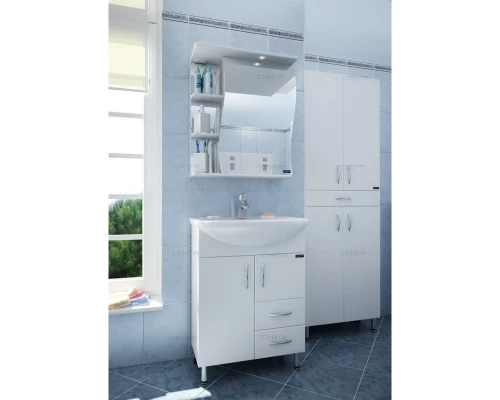 Зеркальный шкаф 50x72 см белый глянец Санта Волна 101008