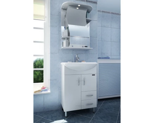 Зеркальный шкаф 60x73 см белый глянец Санта Лира 101065