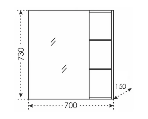 Зеркальный шкаф 70x73 см белый глянец R/L Санта Дублин 123005