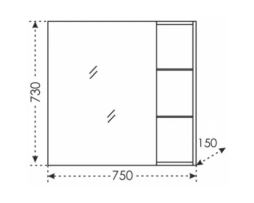 Зеркальный шкаф 75x73 см белый глянец R/L Санта Дублин 123006