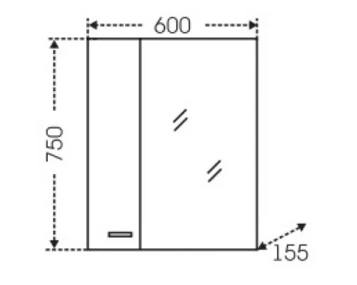 Зеркальный шкаф 60x75 см белый глянец Санта Омега 107004