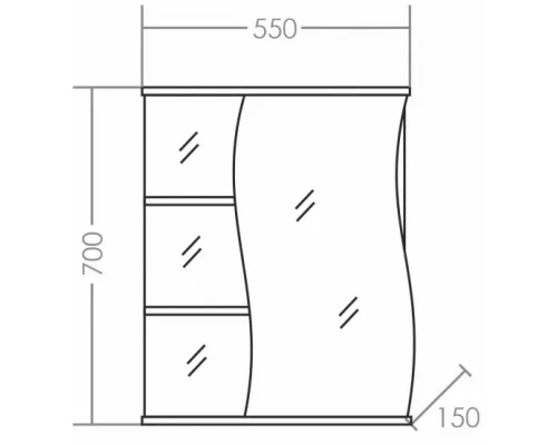 Зеркальный шкаф 55x70 см белый глянец Санта Волна 101010