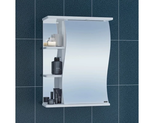 Зеркальный шкаф 55x70 см белый глянец Санта Волна 101012