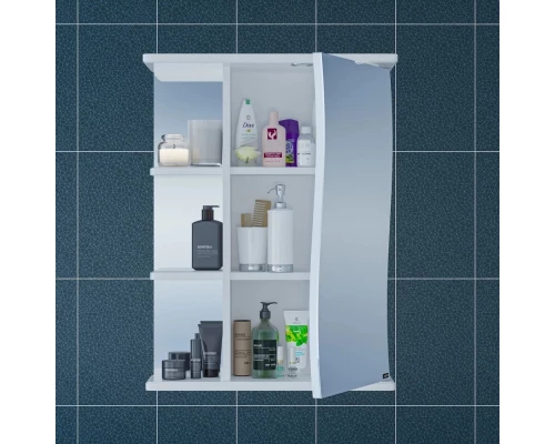 Зеркальный шкаф 55x70 см белый глянец Санта Волна 101012