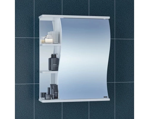 Зеркальный шкаф 60x70 см белый глянец Санта Волна 101014