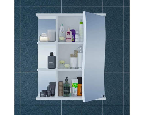 Зеркальный шкаф 60x70 см белый глянец Санта Волна 101014