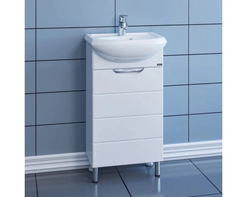 Тумба с раковиной белый глянец 46 см Санта Родос 206020 + YYUT45