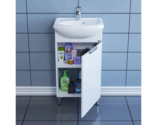 Тумба с раковиной белый глянец 46 см Санта Родос 206020 + YYUT45