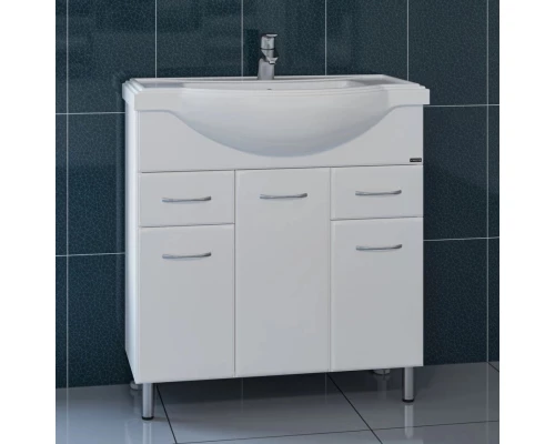 Тумба с раковиной белый глянец 80,5 см Санта Эльбрус 201115 + CLASSIC80