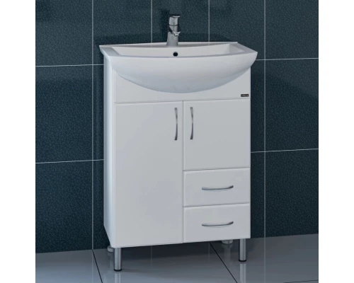 Тумба с раковиной белый глянец 61,5 см Санта Сити 201076 + YYUT60