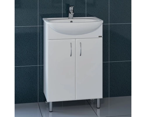 Тумба с раковиной белый глянец 55 см Санта Уют 201087 + YYUT55