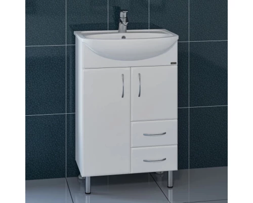 Тумба с раковиной белый глянец 55 см Санта Уют 201088 + YYUT55