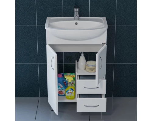 Тумба с раковиной белый глянец 55 см Санта Уют 201088 + YYUT55