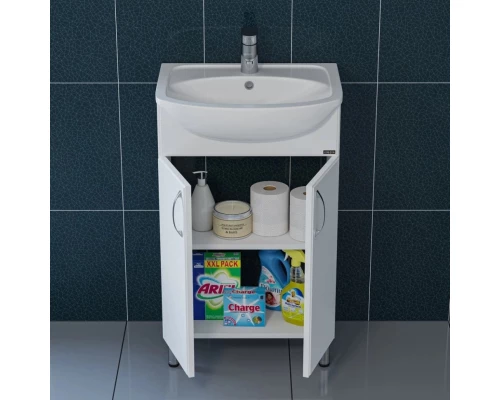 Тумба с раковиной белый глянец 51 см Санта Сити 201068 + YYUT50