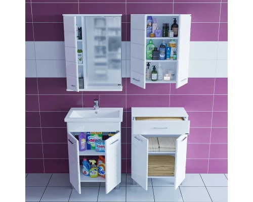 Комплект мебели белый глянец 60,5 см Санта Омега 207044 + FOCTEP60 + 107003