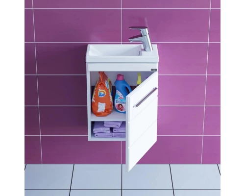 Тумба с раковиной белый глянец 40 см Санта Омега 207036 + COMO40