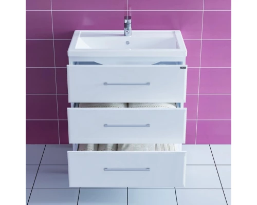 Тумба с раковиной белый глянец 70,5 см Санта Омега 207039 + FOCTEP70