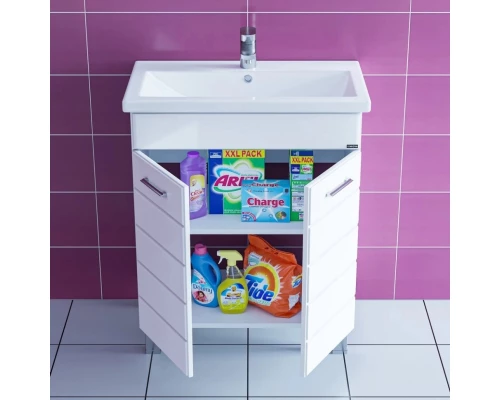 Тумба с раковиной белый глянец 70,5 см Санта Омега 207037 + FOCTEP70