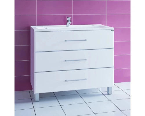 Тумба с раковиной белый глянец 99 см Санта Омега 207017 + ELEN100