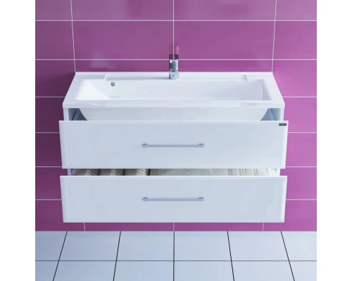 Тумба с раковиной белый глянец 99 см Санта Омега 207028 + ELEN100