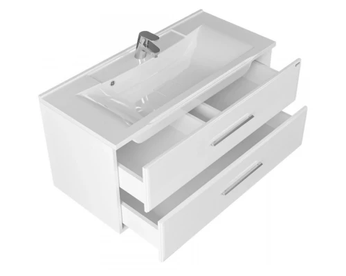 Тумба с раковиной белый глянец 99 см Санта Омега 207028 + ELEN100