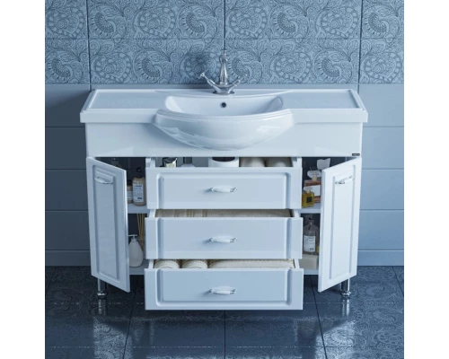 Тумба с раковиной белый глянец 121 см Санта Монарх 700106 + CLASSIC120