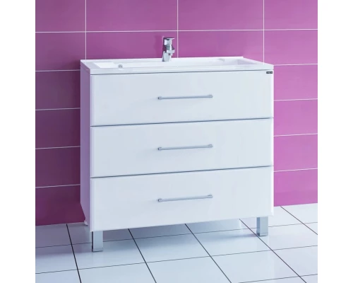 Тумба с раковиной белый глянец 89,7 см Санта Омега 207040 + ELEN90