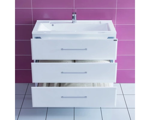 Тумба с раковиной белый глянец 89,7 см Санта Омега 207040 + ELEN90