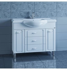 Тумба с раковиной белый глянец 106 см Санта Монарх 700105 + CLASSIC105