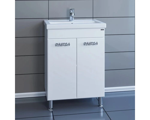 Тумба с раковиной белый глянец 60,5 см Санта Ливерпуль 700109N + FOCTEP60