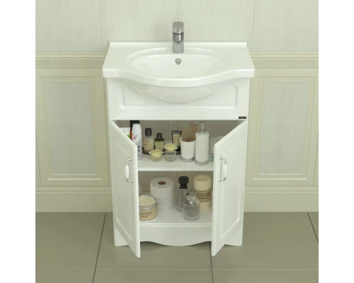 Тумба с раковиной белый глянец 60 см Санта Верона 700112 + CATYPH60